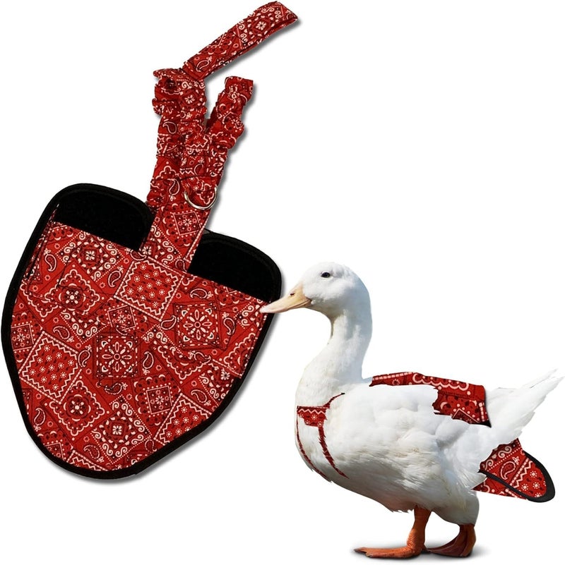 Holster Hen Wrap-Around Duck Diaper with Removable Liner & Adjustable Tab – Pekin Duck Diapers for Pet Ducks,Bird Diaper, Duck Accessories – Durable, Secure Fit, Easy-to-Wear - Made in USA-Red Bandana - Image 1